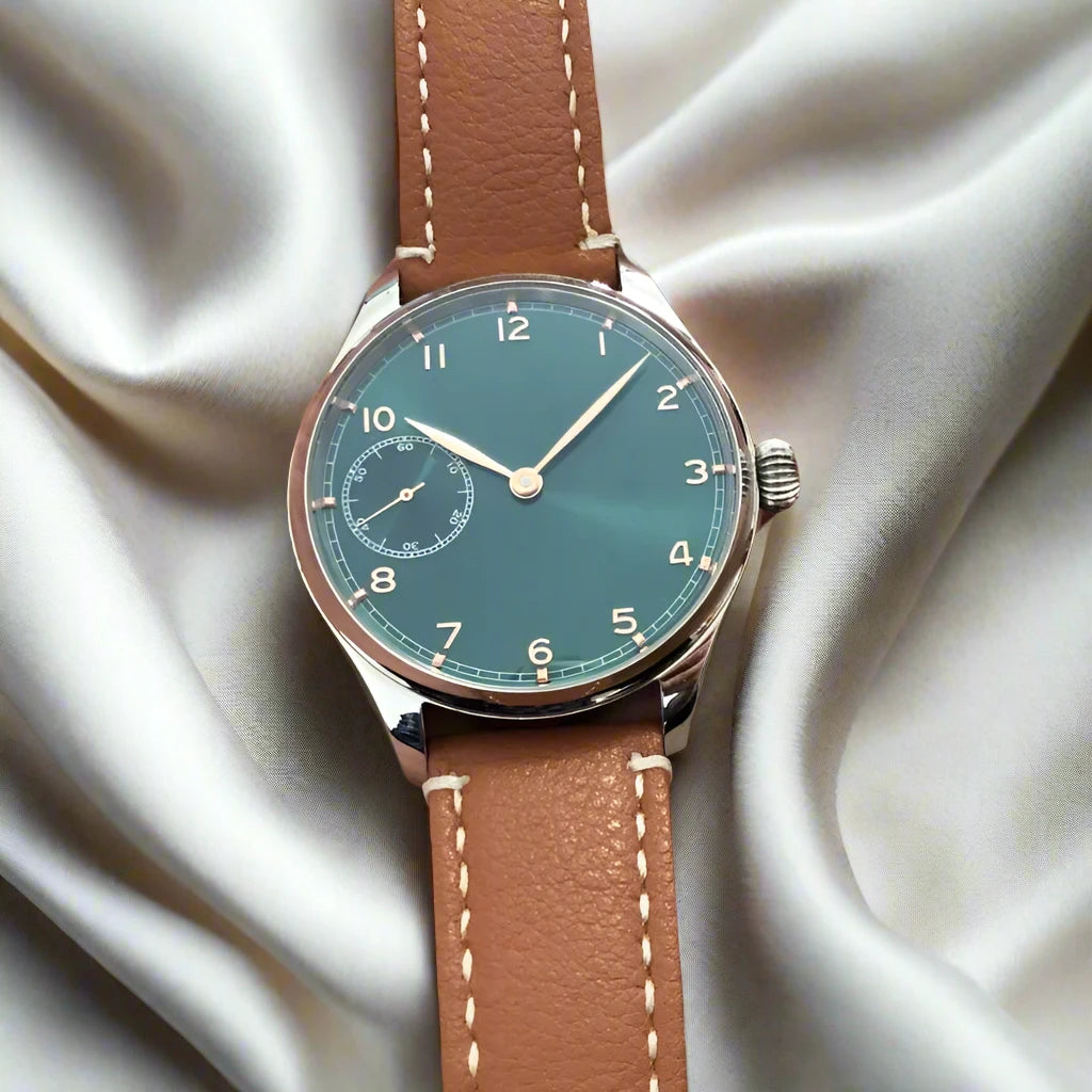 Mens Designer Watch with Brown Leather Strap